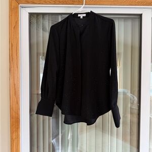 Equipment Black Beaded Long-Sleeve Blouse